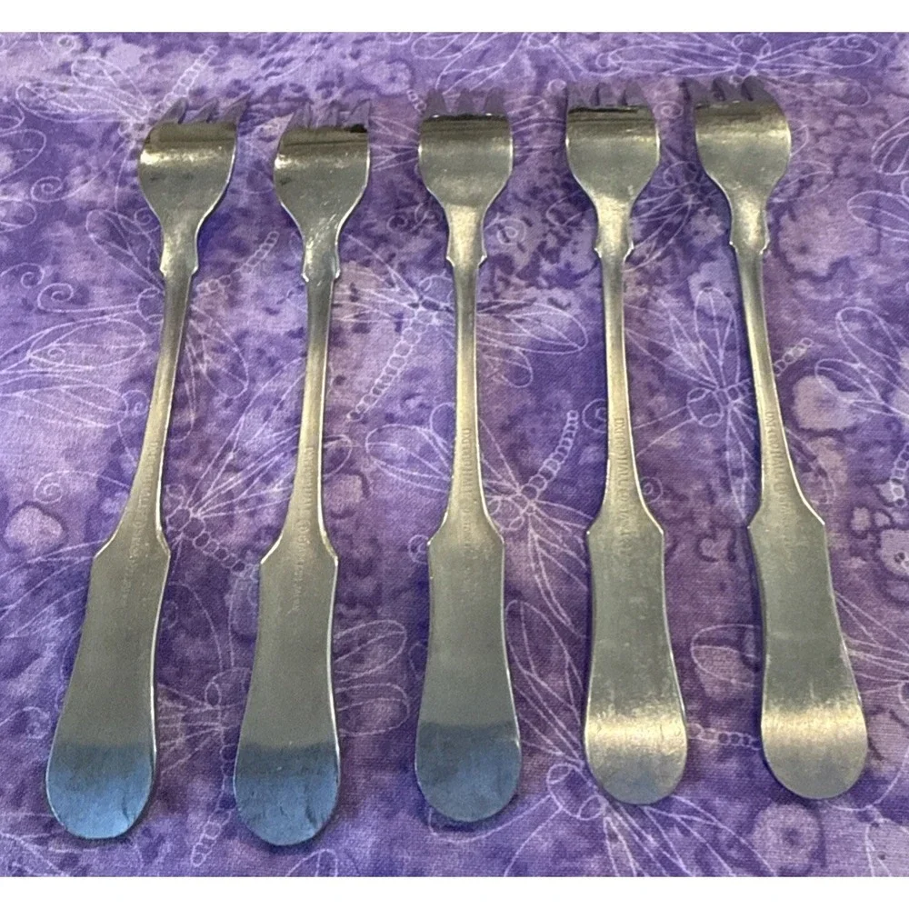 Oxford Hall OXH59 Seafood Forks Fork Satin Wing Heel Tipped Stainless Set Of 5‎